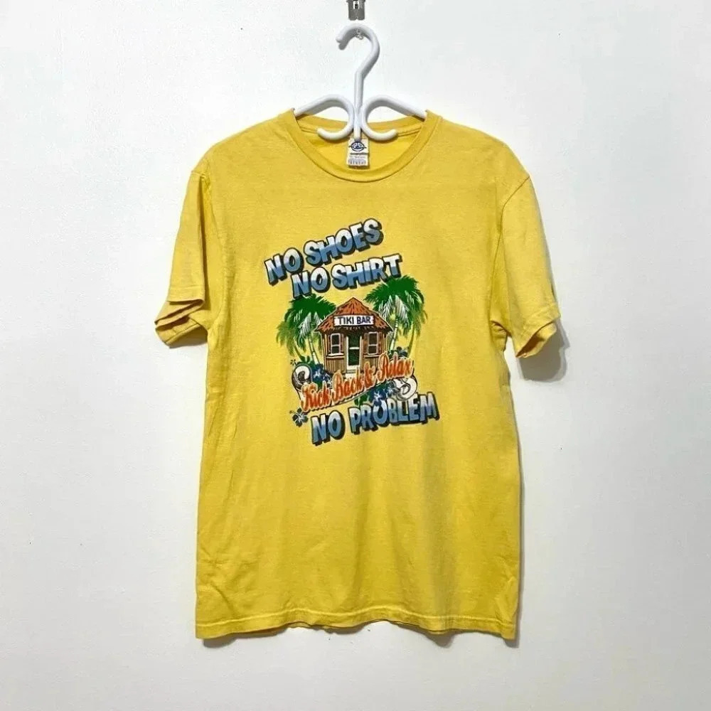 Vintage - Y2K Bright Yellow Retro 90’s Logo T-shirt No Shirt No Shoes No Problem